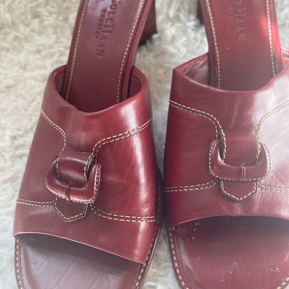 COLE HAAN Country Slides Sandals Leather Red Sandals.SZ9B - Picture 10 of 11